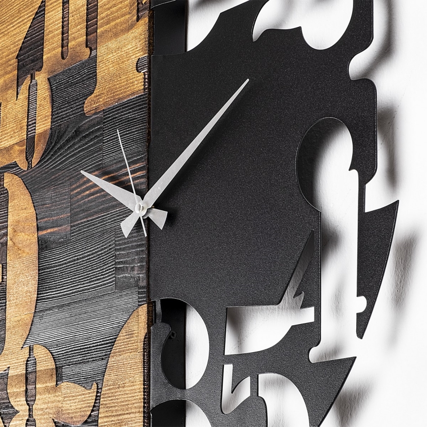 Wall clock 58x58 cm 1xAA wood/metal