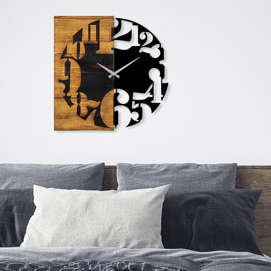 Wall clock 58x58 cm 1xAA wood/metal