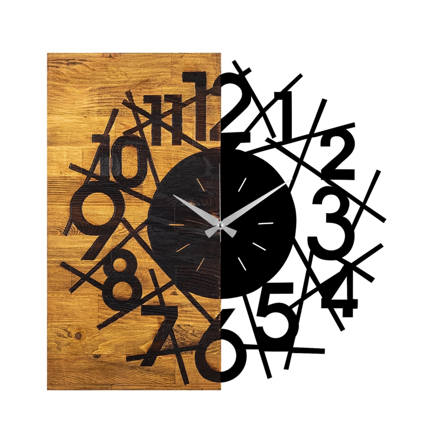 Wall clock 59x58 cm 1xAA wood/metal
