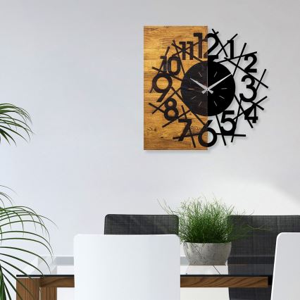 Wall clock 59x58 cm 1xAA wood/metal