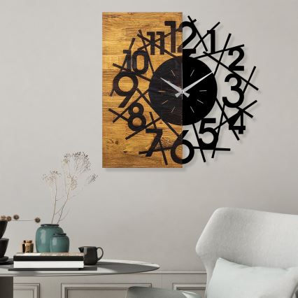 Wall clock 59x58 cm 1xAA wood/metal