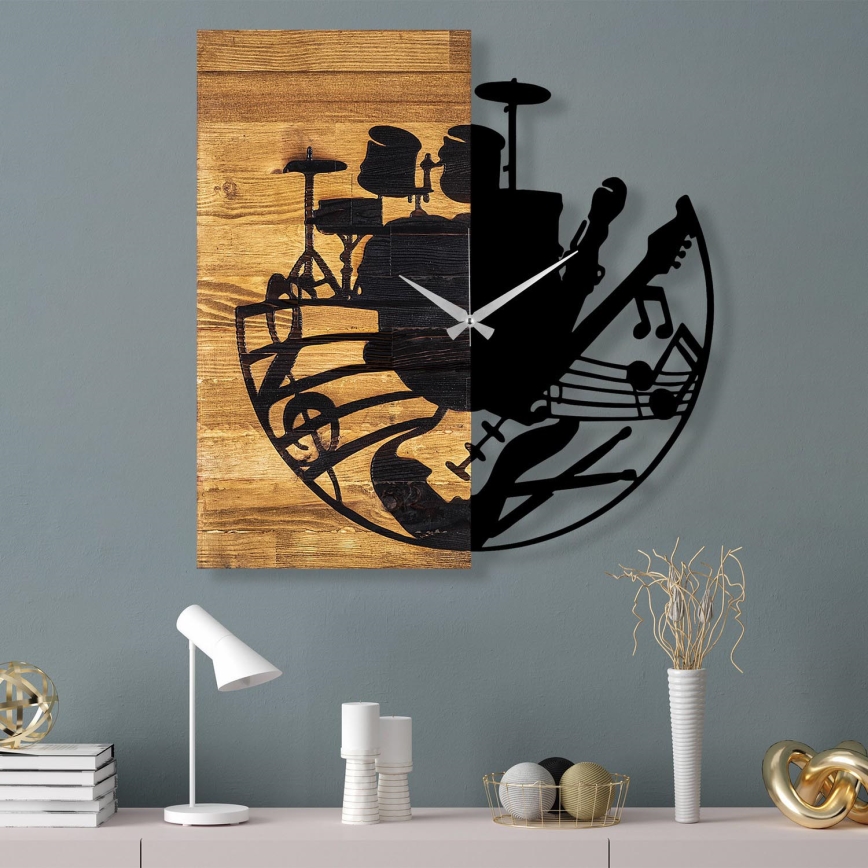 Wall clock 60x58 cm 1xAA wood/metal