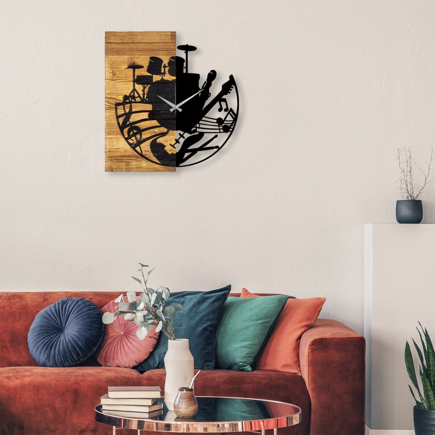 Wall clock 60x58 cm 1xAA wood/metal