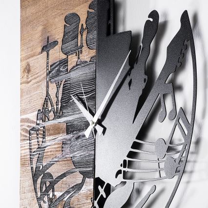 Wall clock 60x58 cm 1xAA wood/metal