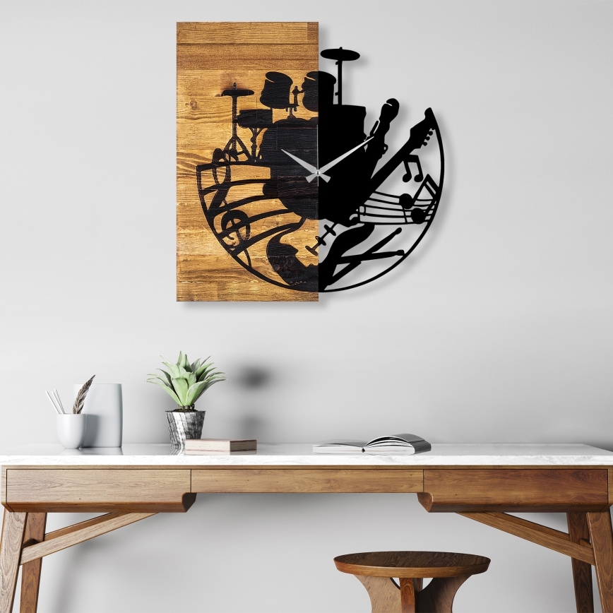 Wall clock 60x58 cm 1xAA wood/metal