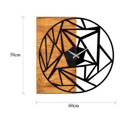 Wall clock 60x58 cm 1xAA wood/metal