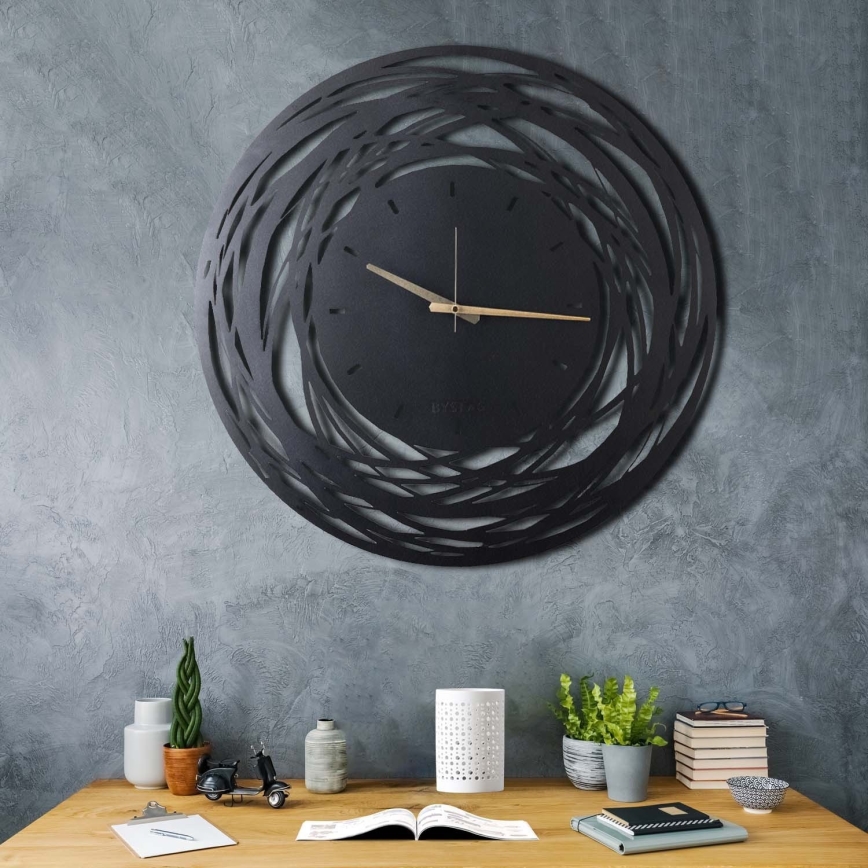 Wall clock 70 cm 1xAA black/gold