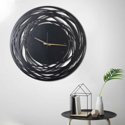 Wall clock 70 cm 1xAA black/gold