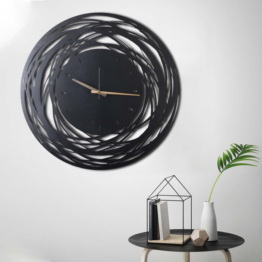 Wall clock 70 cm 1xAA black/gold
