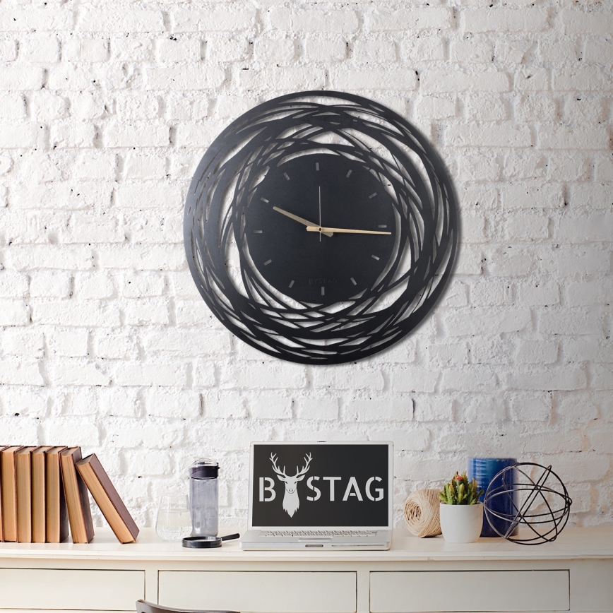 Wall clock 70 cm 1xAA black/gold