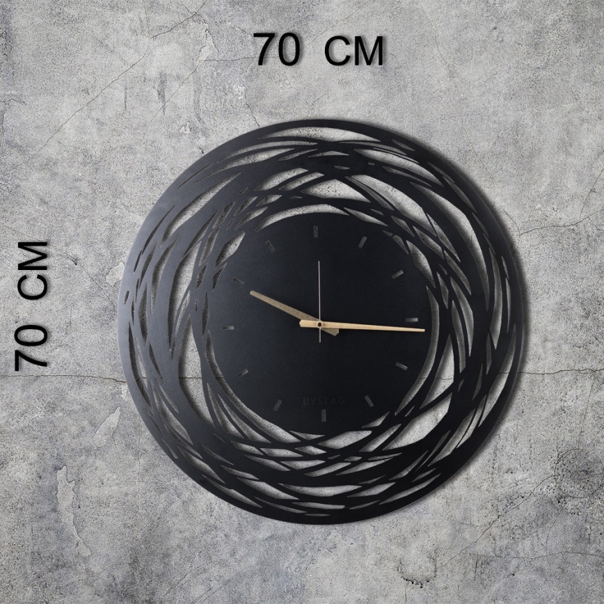 Wall clock 70 cm 1xAA black/gold