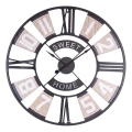 Wall clock, battery-powered (1× AA), 60 cm diameter, black/beige
