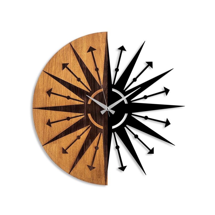 Wall clock d. 56 cm 1xAA wood/metal