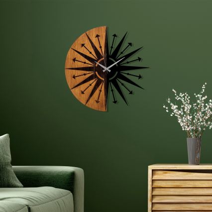 Wall clock d. 56 cm 1xAA wood/metal