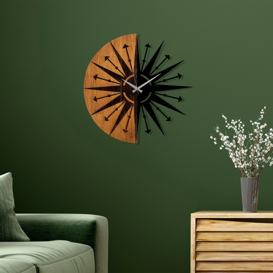 Wall clock d. 56 cm 1xAA wood/metal