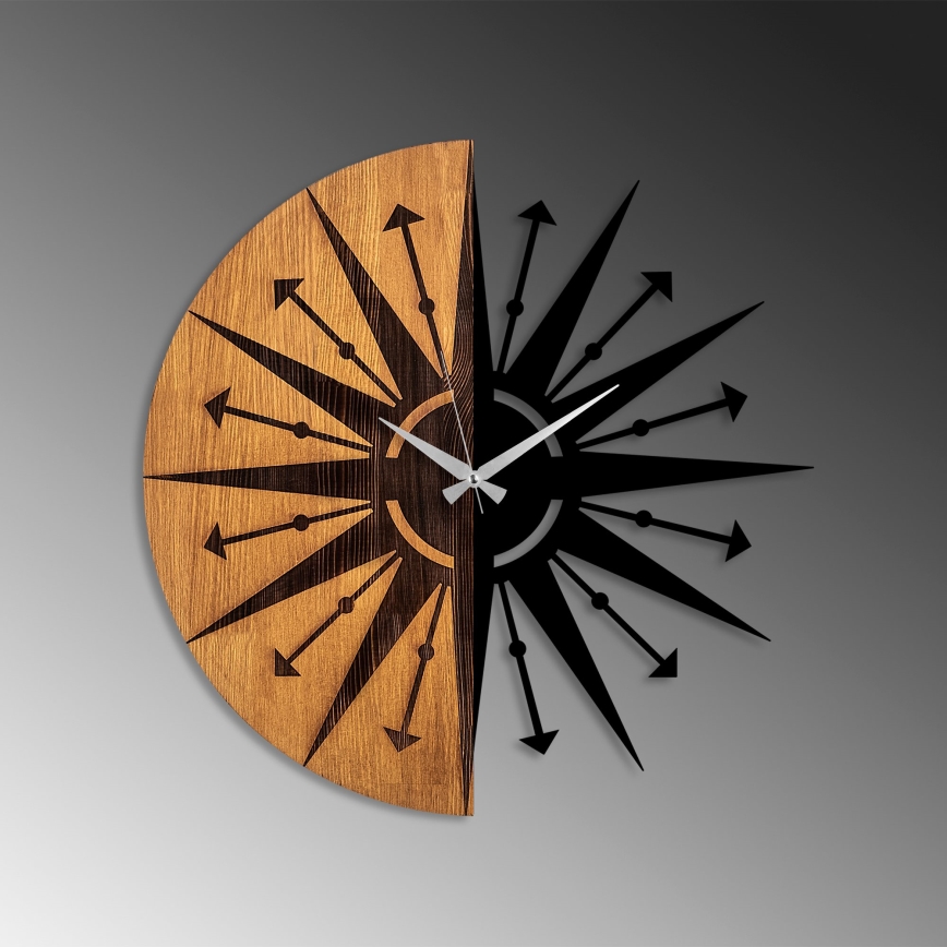Wall clock d. 56 cm 1xAA wood/metal