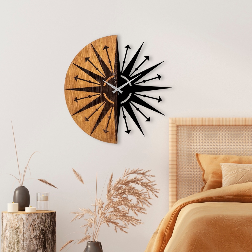 Wall clock d. 56 cm 1xAA wood/metal