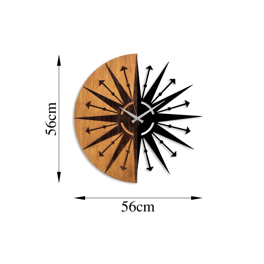 Wall clock d. 56 cm 1xAA wood/metal