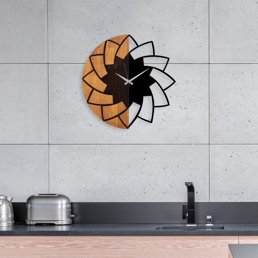 Wall clock d. 56 cm 1xAA wood/metal