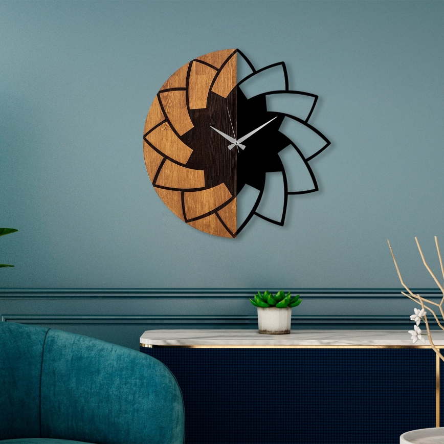 Wall clock d. 56 cm 1xAA wood/metal
