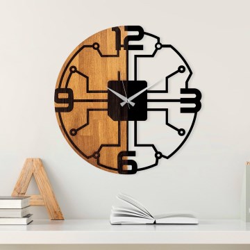 Wall clock d. 56 cm 1xAA wood/metal