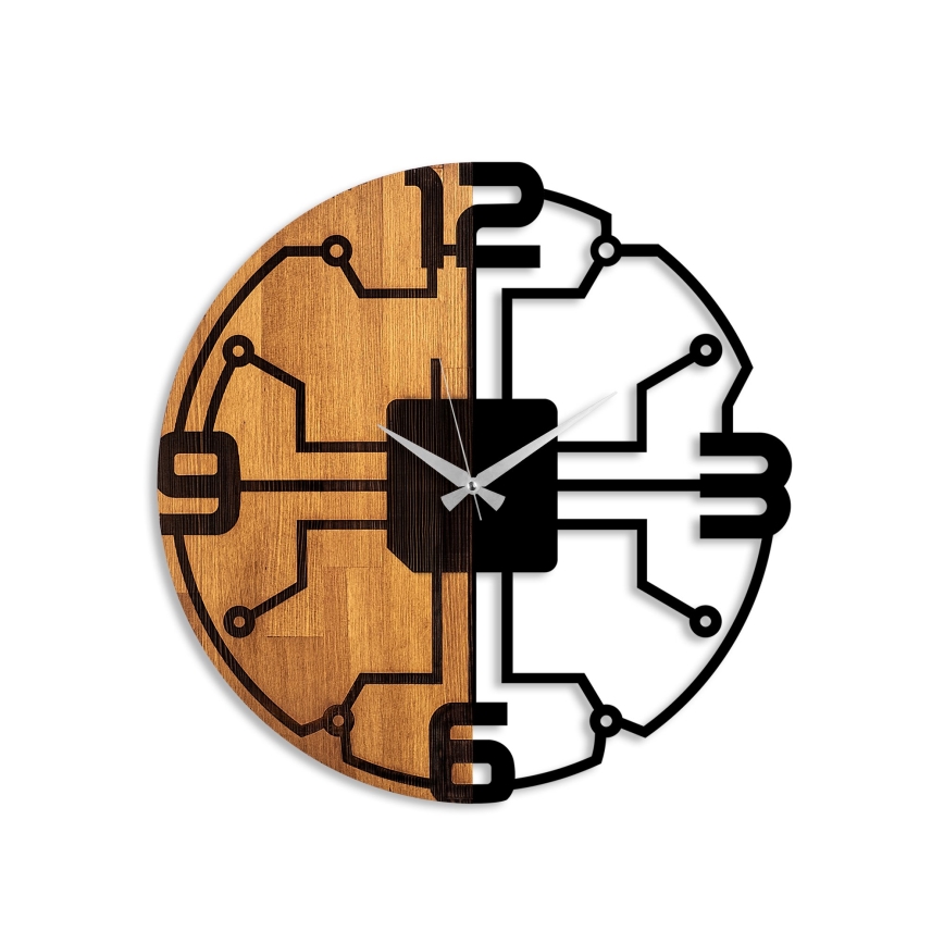 Wall clock d. 56 cm 1xAA wood/metal