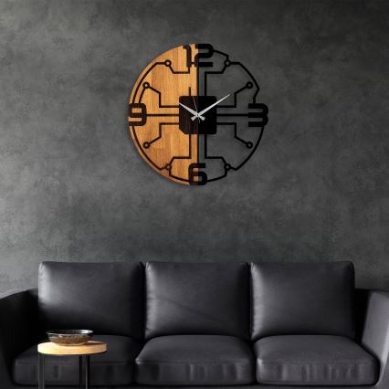 Wall clock d. 56 cm 1xAA wood/metal
