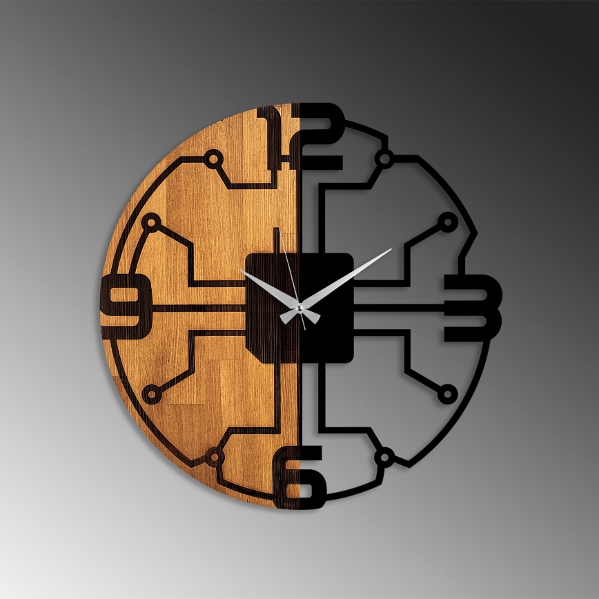 Wall clock d. 56 cm 1xAA wood/metal