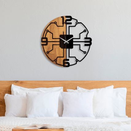 Wall clock d. 56 cm 1xAA wood/metal
