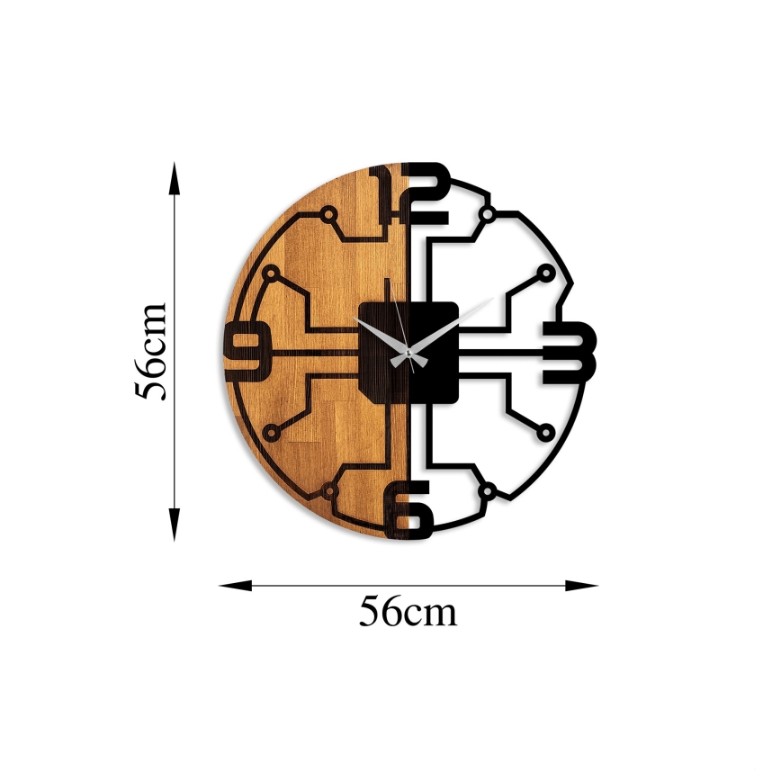 Wall clock d. 56 cm 1xAA wood/metal