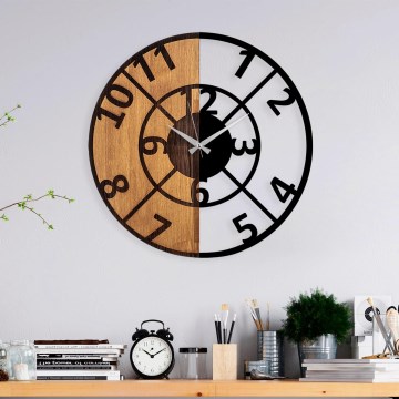 Wall clock d. 56 cm 1xAA wood/metal