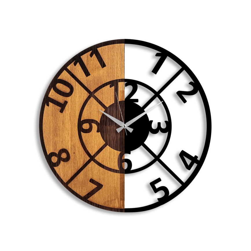 Wall clock d. 56 cm 1xAA wood/metal