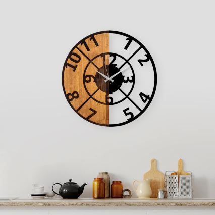 Wall clock d. 56 cm 1xAA wood/metal