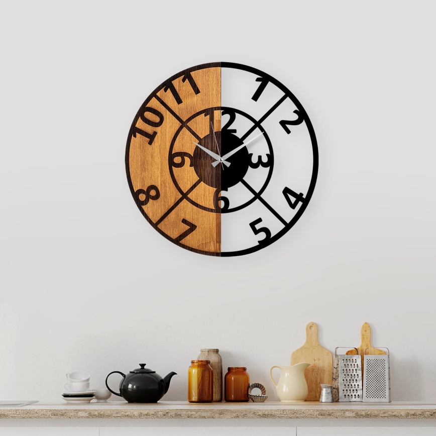 Wall clock d. 56 cm 1xAA wood/metal