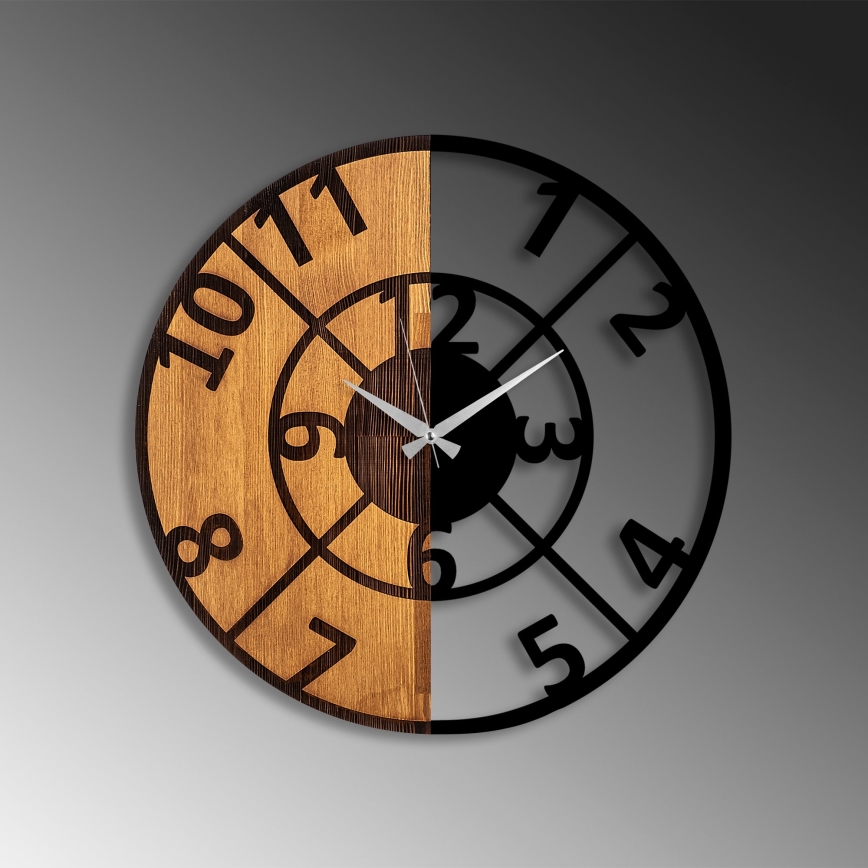 Wall clock d. 56 cm 1xAA wood/metal