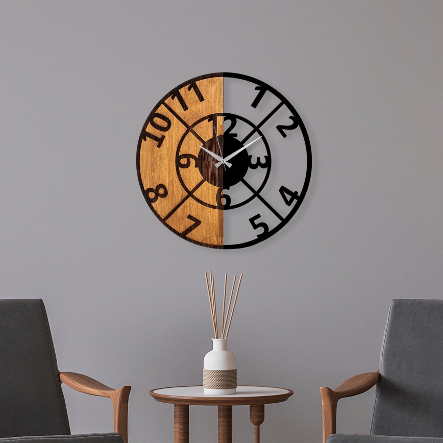 Wall clock d. 56 cm 1xAA wood/metal