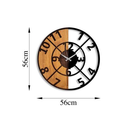 Wall clock d. 56 cm 1xAA wood/metal