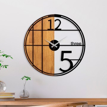 Wall clock d. 56 cm 1xAA wood/metal