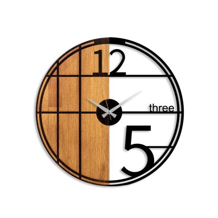 Wall clock d. 56 cm 1xAA wood/metal