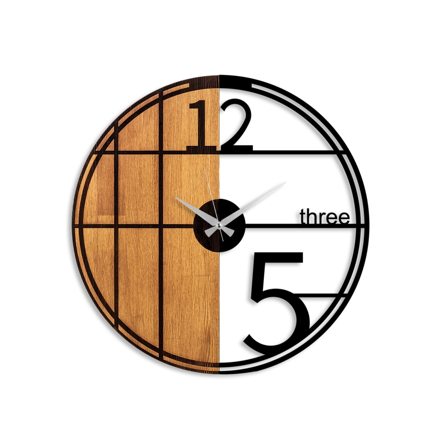Wall clock d. 56 cm 1xAA wood/metal