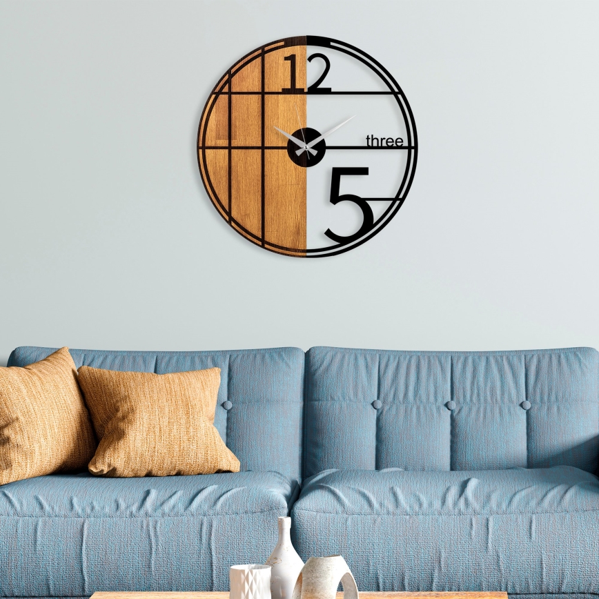 Wall clock d. 56 cm 1xAA wood/metal