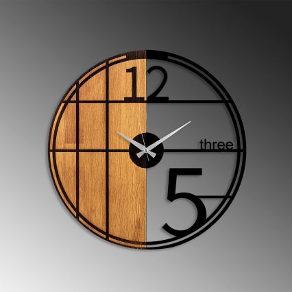 Wall clock d. 56 cm 1xAA wood/metal