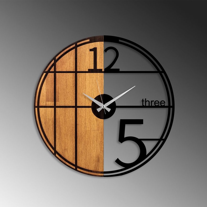 Wall clock d. 56 cm 1xAA wood/metal