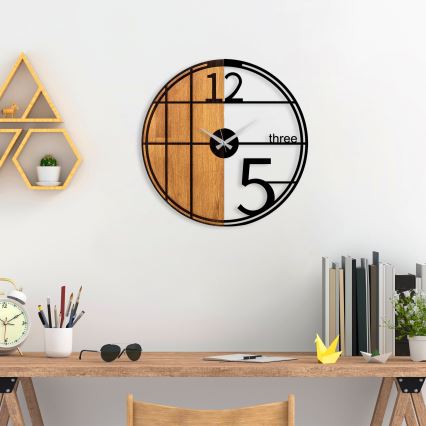 Wall clock d. 56 cm 1xAA wood/metal