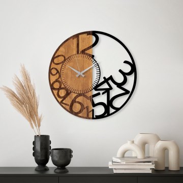 Wall clock d. 56 cm 1xAA wood/metal