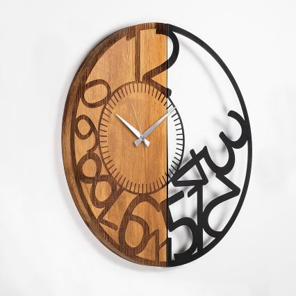 Wall clock d. 56 cm 1xAA wood/metal