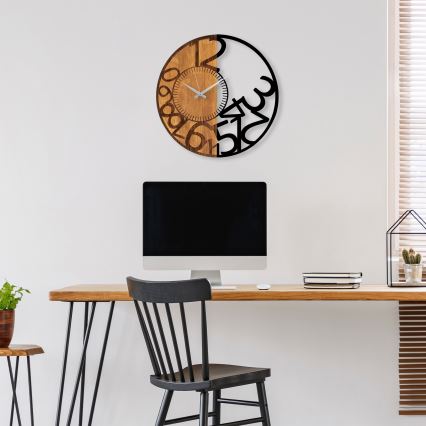 Wall clock d. 56 cm 1xAA wood/metal