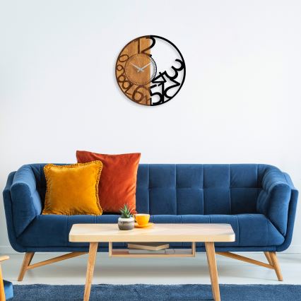 Wall clock d. 56 cm 1xAA wood/metal