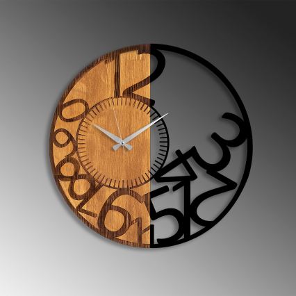 Wall clock d. 56 cm 1xAA wood/metal