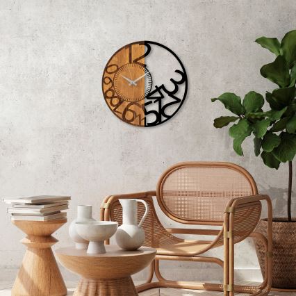 Wall clock d. 56 cm 1xAA wood/metal